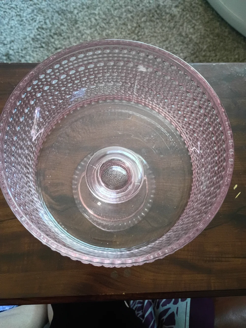 Pink Textured Glass Pedestal Bowl - Home Accents